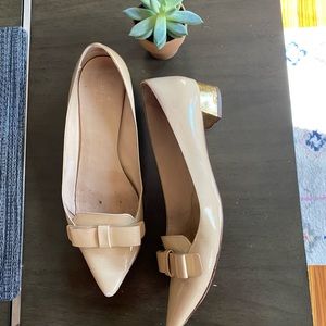Kate Spade nude patent block heel flats women’s 10